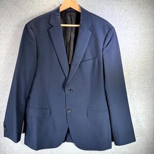 Theory Blazer Men's Rodolf N HI Size 44 Navy Blue Solid Seer Single Breasted